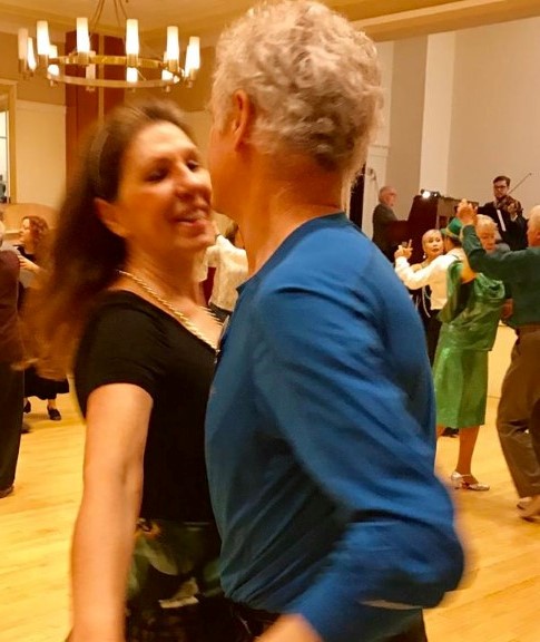 Maggie dancing with me in March, 2019