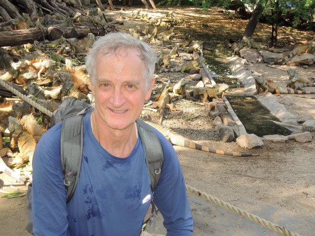 Bob with iguanas